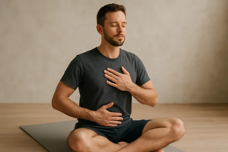 Bekkenbodem ontspannen man: ademhaling en lichaamsbewustzijn